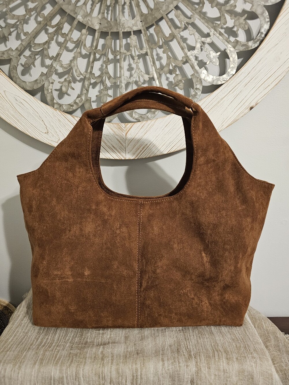 Ah Dorned Classic Faux Suede Tote Bag in Rich Brown